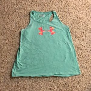 Blue/green under Armour tank top with razor back